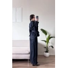 Çift Renk Denim Kuşaklı İkili Takım