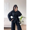 Çift Renk Denim Kuşaklı İkili Takım