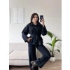 Çift Renk Denim Kuşaklı İkili Takım