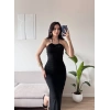 Halter Yaka Aksesuarlı Elbise - SİYAH