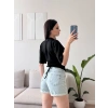 Bel Bağlamalı Korse Tshirt - SİYAH