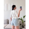Bel Bağlamalı Korse Tshirt - BEYAZ