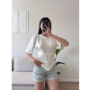 Bel Bağlamalı Korse Tshirt - BEYAZ