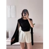 Drapeli Pelerin Bodysuit - SİYAH