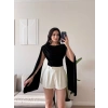 Drapeli Pelerin Bodysuit - SİYAH