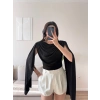 Drapeli Pelerin Bodysuit - SİYAH