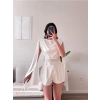 Drapeli Pelerin Bodysuit - BEYAZ
