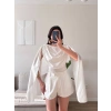 Drapeli Pelerin Bodysuit - BEYAZ
