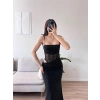 Güpür Korseli Maxi Elbise - SİYAH