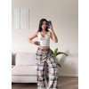Bel Fular Ekose Pantolon - LACİVERT
