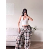 Bel Fular Ekose Pantolon - LACİVERT