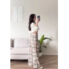 Bel Fular Ekose Pantolon - HAKİ