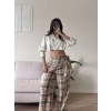 Bel Fular Ekose Pantolon - HAKİ