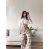 Bel Fular Ekose Pantolon - HAKİ