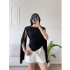 Drapeli Pelerin Bodysuit - SİYAH