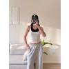 Boyun Geçmeli Parçalı Crop - BEYAZ