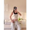 Boyun Geçmeli Parçalı Crop - BEYAZ