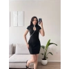 Göğüs Dekolte Premium Elbise - SİYAH