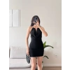 Boyun Aksesuar Degaje Mini Elbise - SİYAH