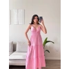 Sırt Çapraz Askılı Elbise - PEMBE