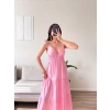 Sırt Çapraz Askılı Elbise - PEMBE
