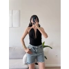 Boyun Aksesuar Degaje Bodysuit - SİYAH