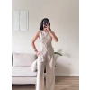 Ön Düğmeli Yelek Pantolon Takım - BEJ