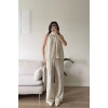 Halter Yaka Puantiyeli Takım - BEJ