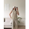 Halter Yaka Puantiyeli Takım - BEJ