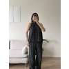 Halter Yaka Puantiyeli Takım - SİYAH
