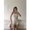 Straplez Şortlu Tulum - BEYAZ