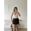 Kemerli Şort Etek - KAHVE