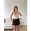 Kemerli Şort Etek - KAHVE