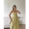 Bel Korse Askılı Prenses Elbise - SARI