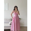 Bel Korse Askılı Prenses Elbise - PEMBE