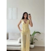 Kruvaze Bluz Pantolon Takım - SARI
