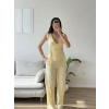 Kruvaze Bluz Pantolon Takım - SARI