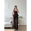 Premium Volanlı Pantolon Takım - KAHVE