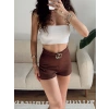 Aksesuar Detay Bubble Şort - KAHVE