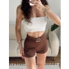 Aksesuar Detay Bubble Şort - KAHVE