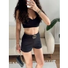 Aksesuar Detay Bubble Şort - SİYAH