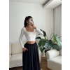 Ara Biyeli Crop - BEYAZ