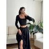 Ara Biyeli Crop - SİYAH