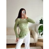 Asimetrik Dantel Bluz - YEŞİL