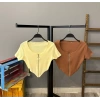 Asimetrik Fermuar Crop-SARI