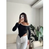 Asimetrik Tek Omuz Biyeli Crop - SİYAH