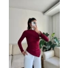 Asimetrik Yan Lastik Bluz - BORDO