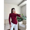 Asimetrik Yan Lastik Bluz - BORDO