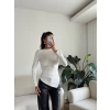 Asimetrik Yan Lastik Bluz - BEYAZ