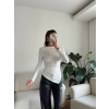 Asimetrik Yan Lastik Bluz - BEYAZ
